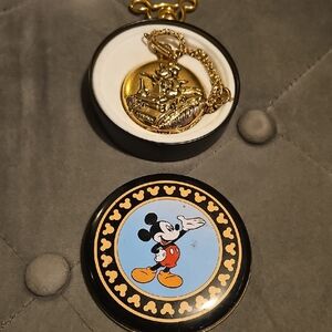 Disney Mickey Mouse Gold Pendant Pocket Watch